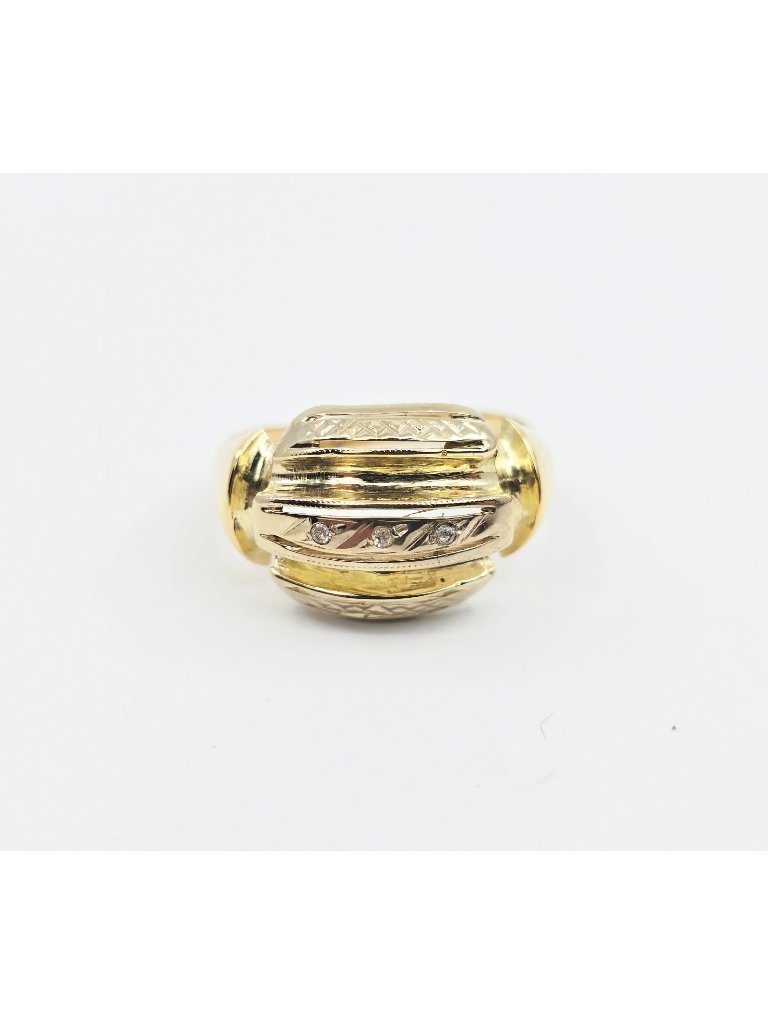 14k Karat Solid Two Tone Multi Color Gold Designer Diamond Wide Ring  Size 750